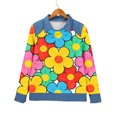thumbnail image 4 of QASIEATN Long Sleeve Tops for Women Casual Lapel Denim Stitching Pullover Sweatshirt Spring Fall Fashion Clothing, 4 of 8