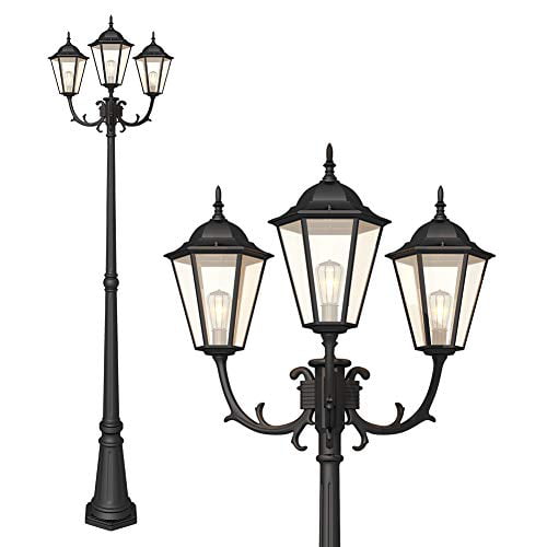 Partphoner Outdoor Lamp Post Light 3, 3 Light Outdoor Lamp Post
