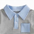 thumbnail image 4 of Toddler Boy Summer Clothes Striped Short Sleeve Button Shirt Tops Solid Shorts Set 2Pcs Casual Outfit with Pockets,Blue, 4 of 6