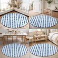 thumbnail image 4 of Round Rugs 3Ft, Blue Stripes Round Area Rug Washable Indoor Throw Carpet, Striped Modern Art Farmhouse Small Non Slip Circle Rug for Bedroom Living Room Home Decor Aesthetic, 4 of 8