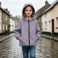 thumbnail image 4 of Lastesso Girls Rain Jacket Zipper Hooded Lightweight Jacket Windbreaker Water-Resistant Fall Outerwear with Pockets Purple Size 11, 4 of 8