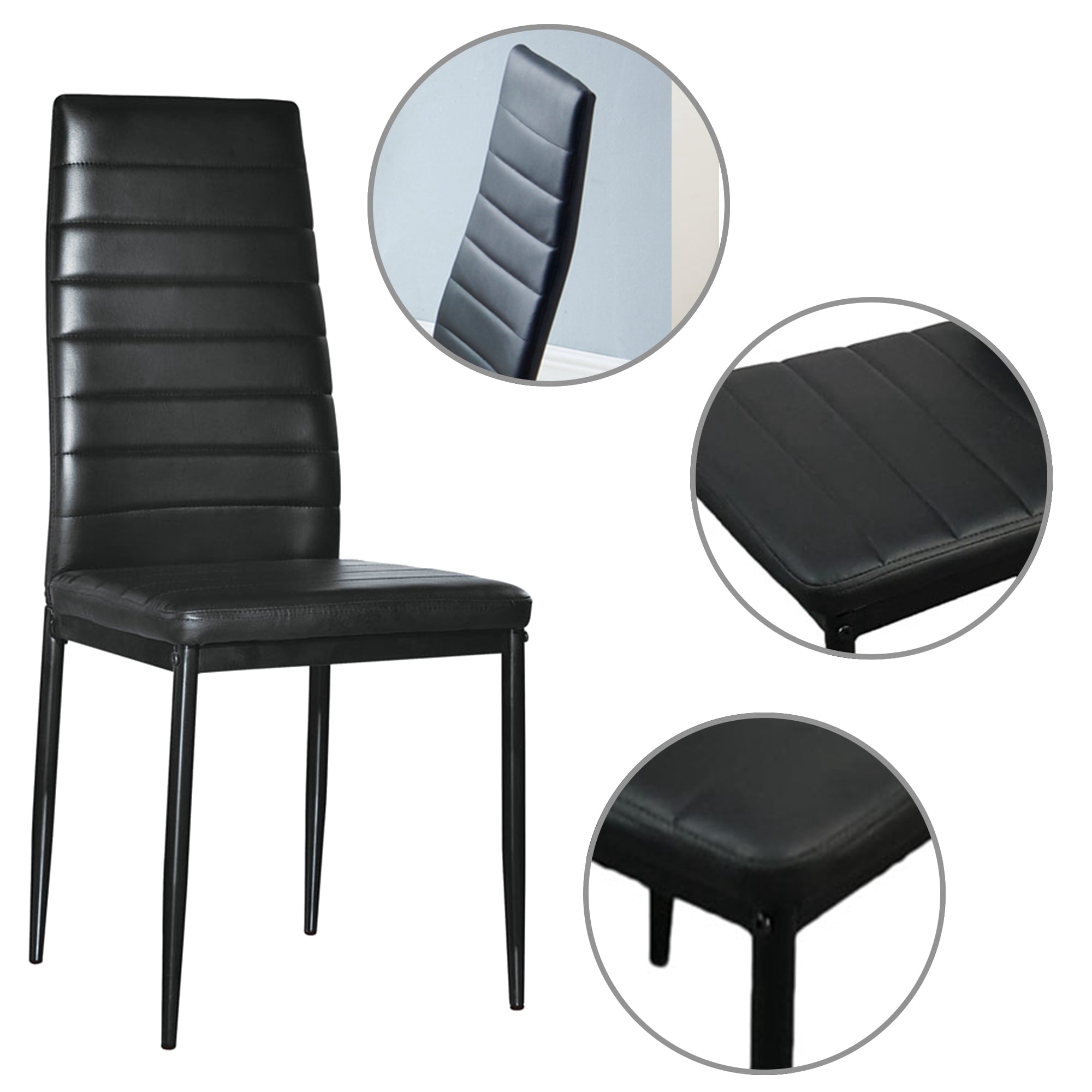 SESSLIFE Dining Chairs Set of 4, PU Leather Kitchen Chairs with Padded High Back for Kitchen Living Room Restaurant,Black(Only 4 Chairs)
