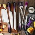 thumbnail image 4 of Dot Pet Purple Gradient Handle Stainless Steel Kitchen Knife Set, 9-Piece, 4 of 7