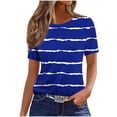 thumbnail image 2 of Tops for Women Trendy Womens Shirts Women's Casual And Fashionable Printed T-shirt With Round Neck And Short Sleeved Top Blue S, 2 of 4