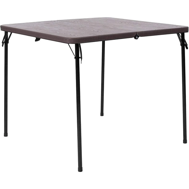 Flash Furniture 2 83 Foot Square Bi Fold Brown Wood Grain Plastic Folding Table With Carrying Handle Com Flash Furniture 2 83 Foot Square Bi, Who Makes Flash Furniture