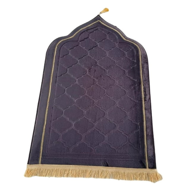 Lipstore Islamic Prayer Rug Home Embossing Soft Worship Kneel Thick Prayer Carpet Mat gray