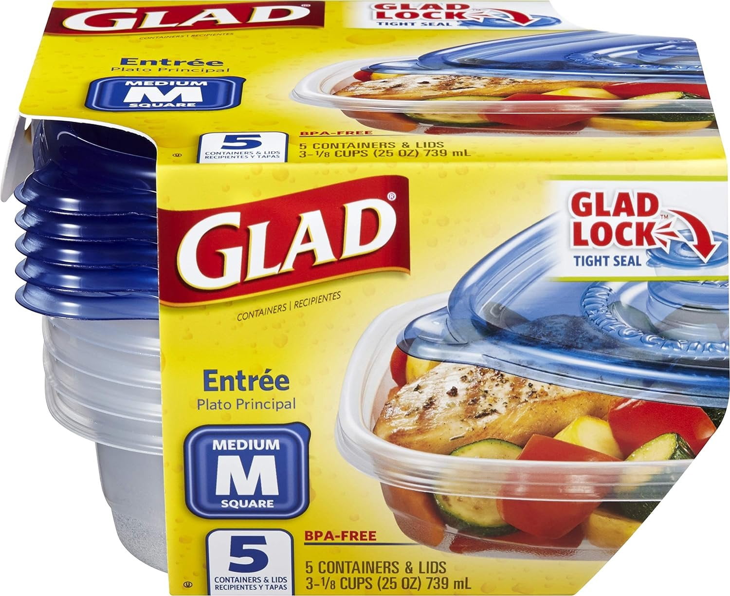 Glad Blue Plastic Airtight Grain Food Storage Container (5 Count)
