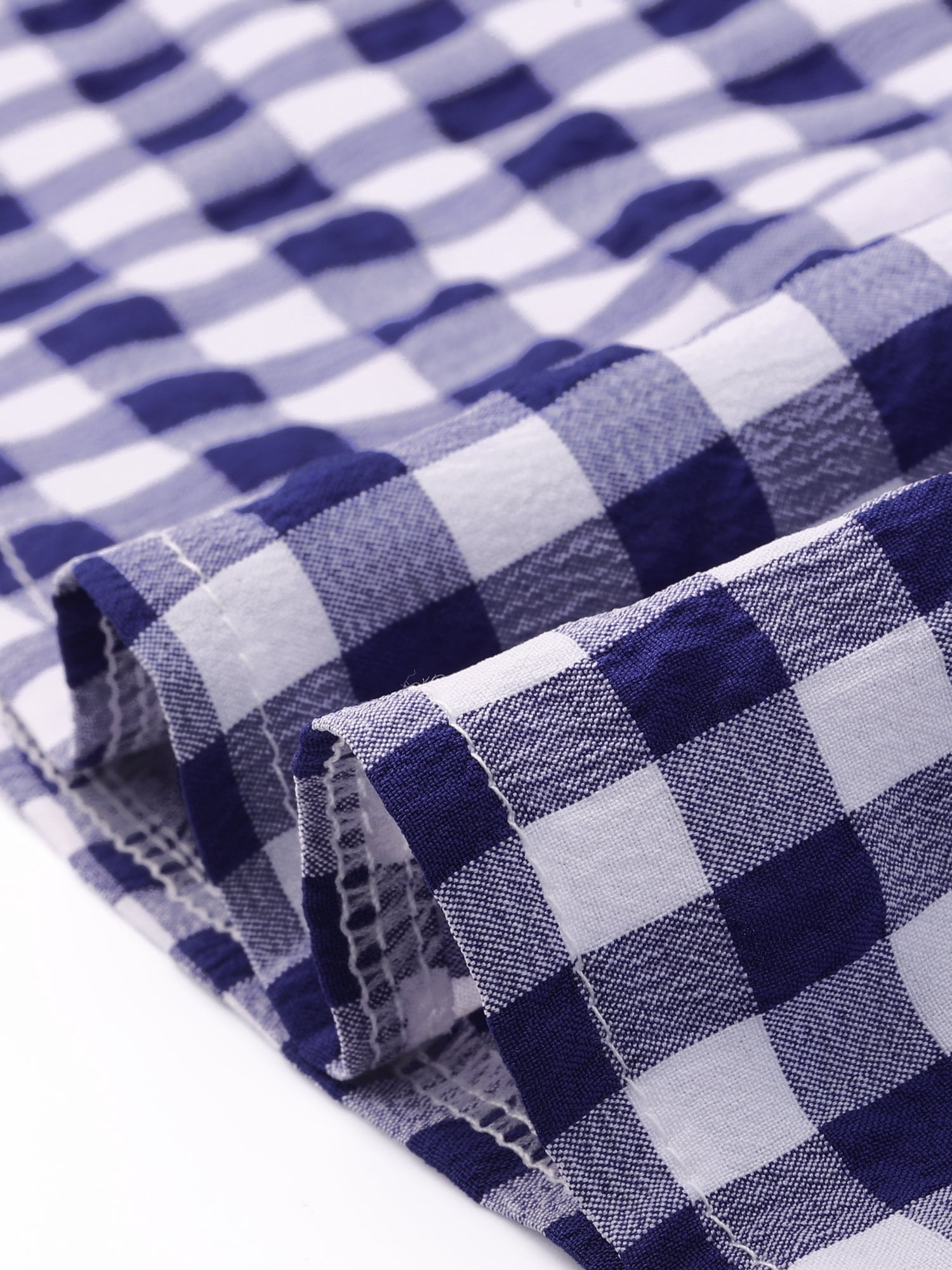 Women's Plus Gingham Tops Plaid Short Sleeve V Neck Summer Babydoll Top 4X Blue