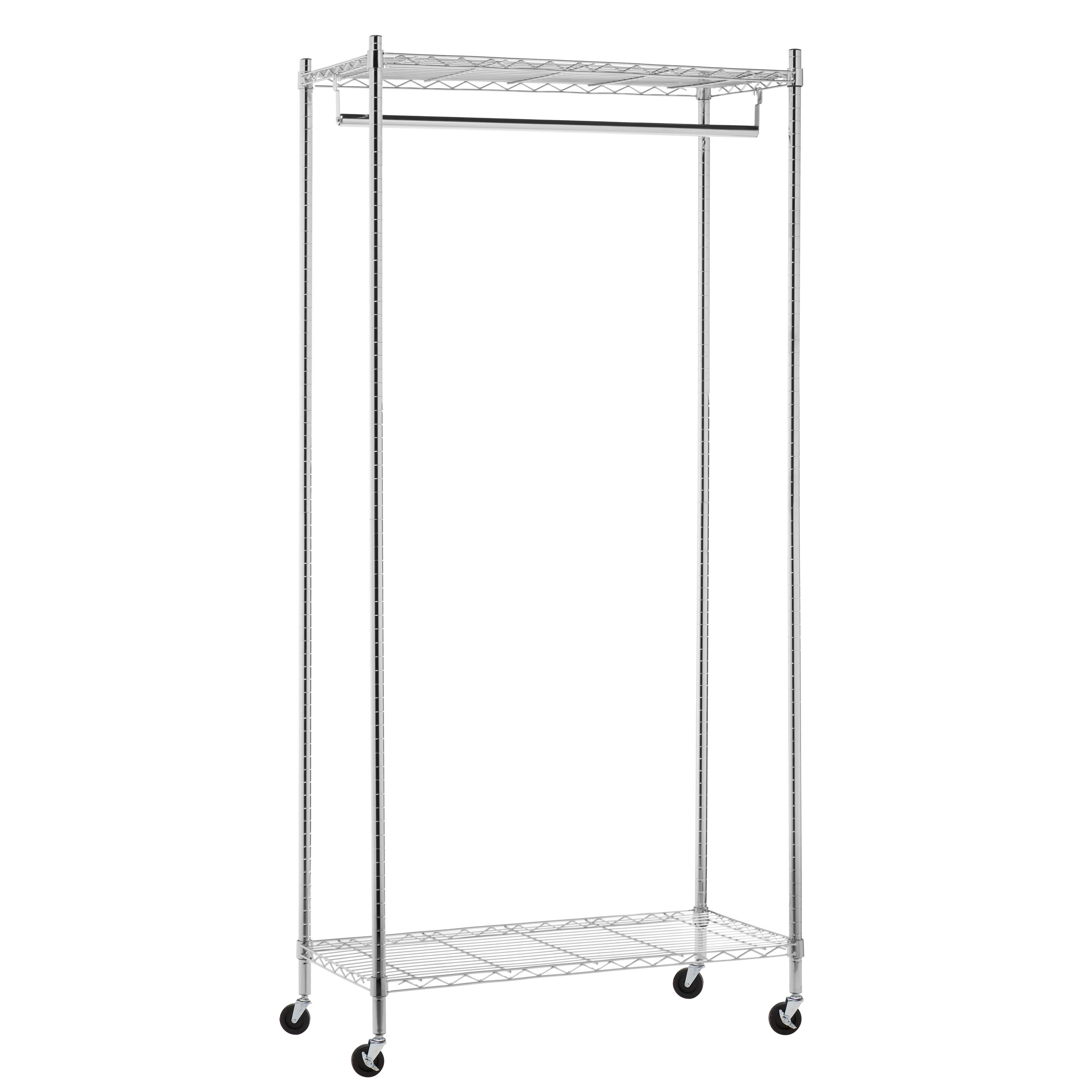 Honey-Can-Do Steel Heavy Duty Rolling Clothes Rack with 2 Shelves, Chrome - image 5 of 10