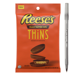 Reese's THiNS Milk Chocolate Peanut Butter Cups, Candy Bag, 3.1 oz with pan