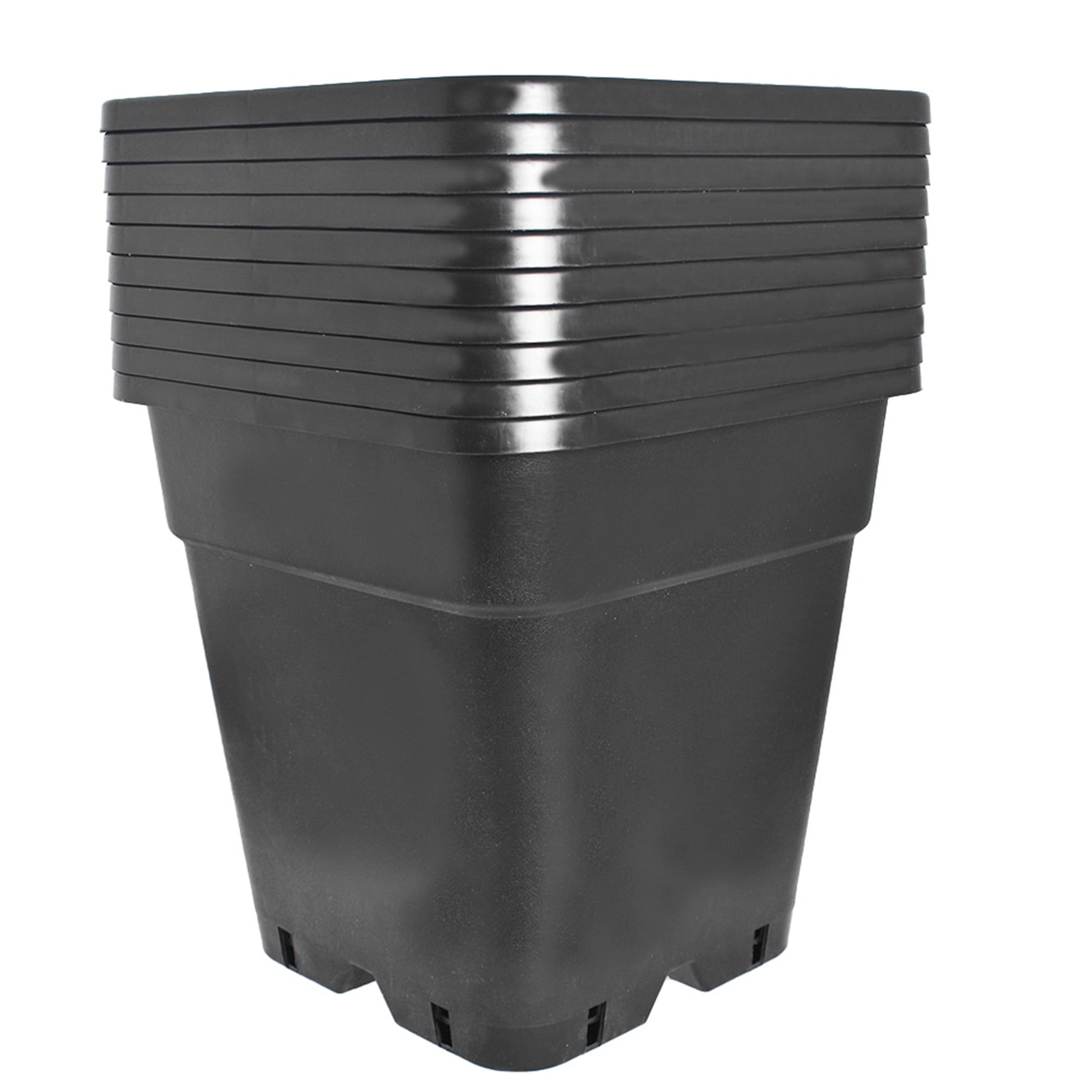 10 Pack Nursery Pots, Square Plant Grow Pots Seedling Container Seed Starting Pots, 2/3/5/10 Gallon Thick Black Plastic Flower Pots