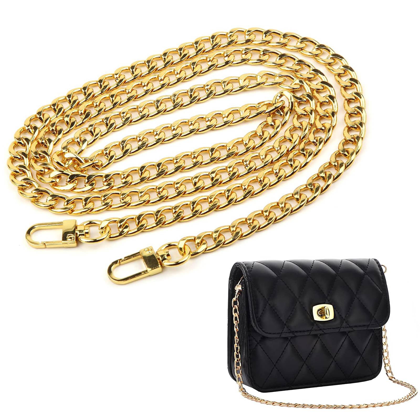 Woman Tote Bag Shoulder Handbag Vintage Golden Silver Chains for Work Travel Business Beach Shopping School 