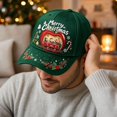 thumbnail image 7 of WULMLEO Green Christmas Santa Embroidery Baseball Hat Twill Cotton Like Curved Brim Adjustable Headwear C One Size, 7 of 7