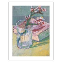 Blossoming Almond Branch in a Glass with a Book - From an Original Color Painting by Vincent van Gogh c.1888 - Bamboo Fine Art 290gsm Paper (Unframed) 17x22in