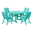 thumbnail image 2 of WestinTrends Malibu 5-Piece HDPE Round Patio Dining Table Set with Foldable Chairs, Turquoise, 2 of 15