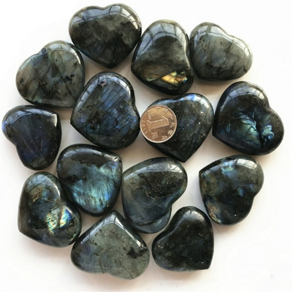 asddcavvf Heart Gemstone Worry Quartz Stone Labradorite Crystal Shape Stone Decoration Hangs