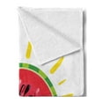 thumbnail image 2 of Hello Summer Soft Flannel Fleece Blanket, Watermelon Slice Motif with Hand Drawn Ocean Waves Summer Season Themed Exotic, Cozy Plush for Indoor and Outdoor Use, 50" x 60", Multicolor, by Ambesonne, 2 of 5