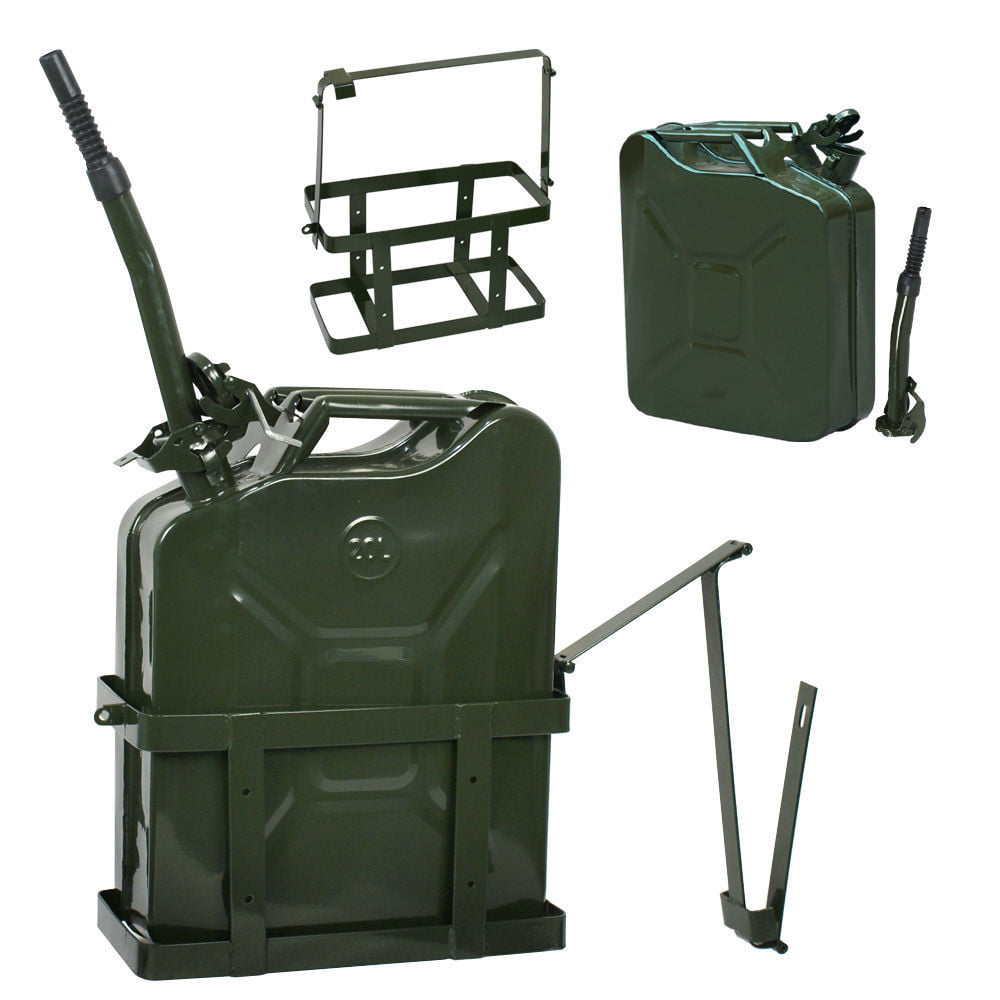 5 Gal 20L NATO Style Jerry Can Gasoline Fuel Can Metal Tank Emergency Backup 