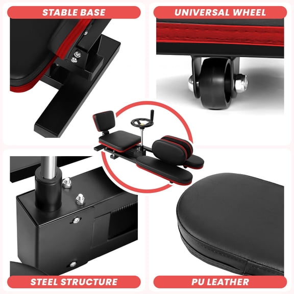 Red Leg Spreader Machine, 0-180° Multi-Angle Split Trainer, Heavy Duty Steel Structure with Silent Wheels, 330LBS Capacity for Adults Kids Ballet Yoga Daily Stretching
