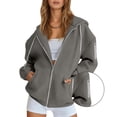 thumbnail image 5 of Basic Zip Up Hoodies for Women 2025 Long Sleeve Plain Slim Fit Hooded Sweatshirt with Pockets Jacket Coat, 5 of 8