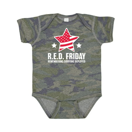 

Inktastic Red Friday Remembering Everyone Deployed with Red American Flag Gift Baby Boy or Baby Girl Bodysuit
