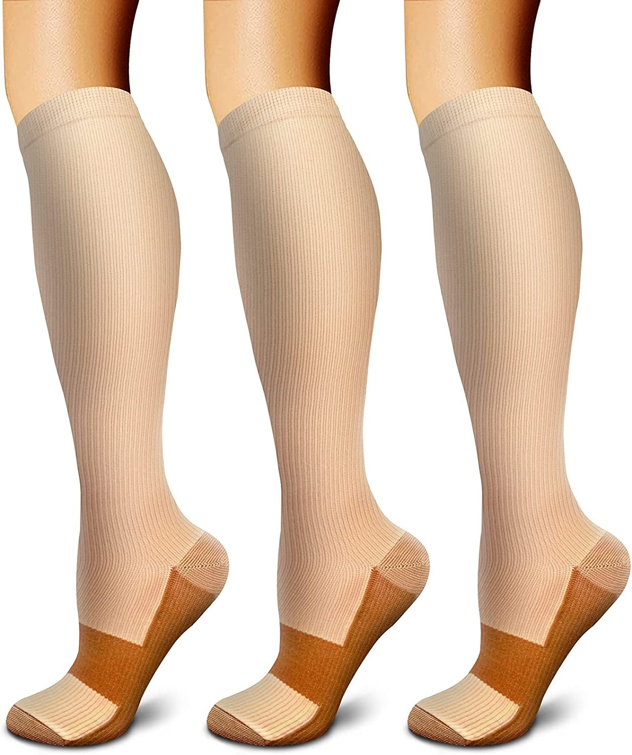 3 Pairs Copper Compression Socks 1520 mmHg Circulation is Best
