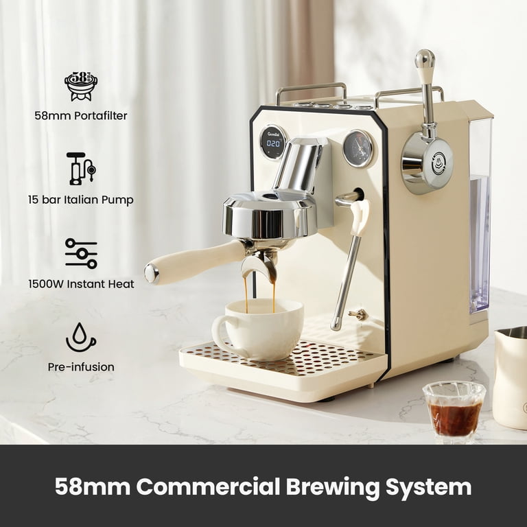Gemilai G3006 Owl 15-Bar Semi-Auto Espresso Machine, Dual Display