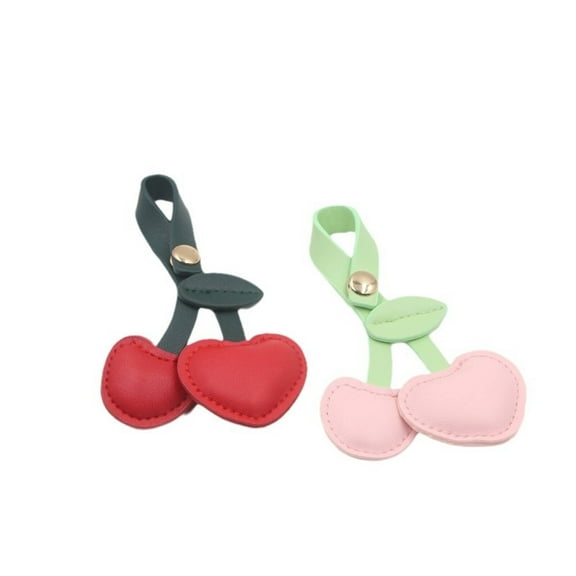 DESIGNICE 2Pcs Cherry Leather Key Holder,Keychain Key Rings,Retro High-End Fashion Accessory