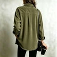 thumbnail image 6 of Domzest Womens Corduroy Shirt Jacket Button Down Frayed Hem Lapel Shirt Jackets 2026 Fall Casual Oversized Outerwear with Chest Pocket Army Green XXL, 6 of 6