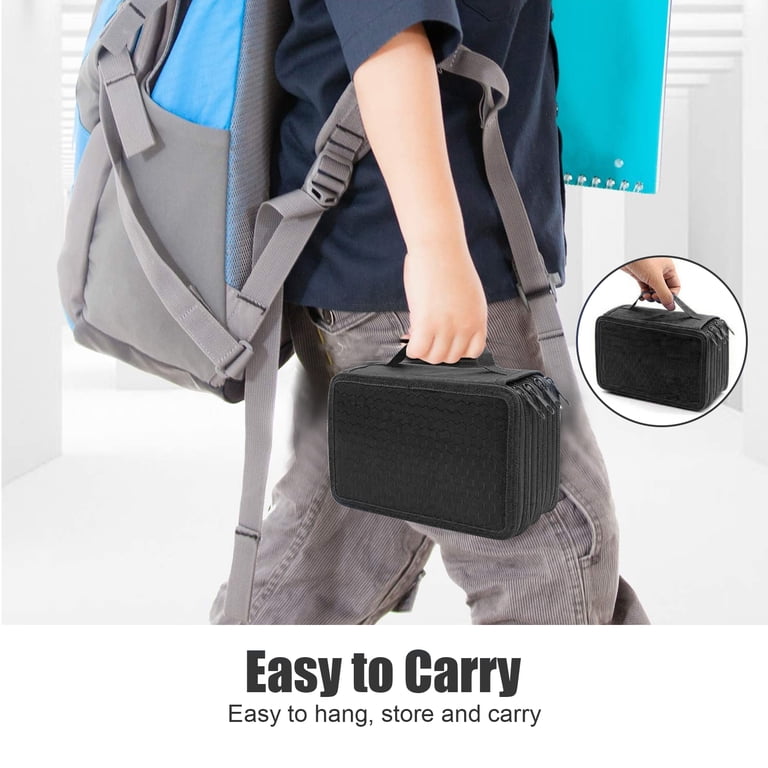 TSV 72-Slot Pencil Case Organizer, Black Multi-Layer Pouch photo 3