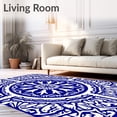 thumbnail image 2 of ODIKA 3'x5' Machine Washable Non-Slip Area Rug, with Symmetrical Radial High Traffic Rug with Pad, Blue, 539227, 2 of 8