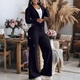 thumbnail image 2 of Miluxas Women's Sports Casual 2 Piece Outfit Long Sleeve Button Cardigan Tops Matchig Loose Wide Leg Cargo Pants with Pockets Tracksuit Set Black, 2 of 9