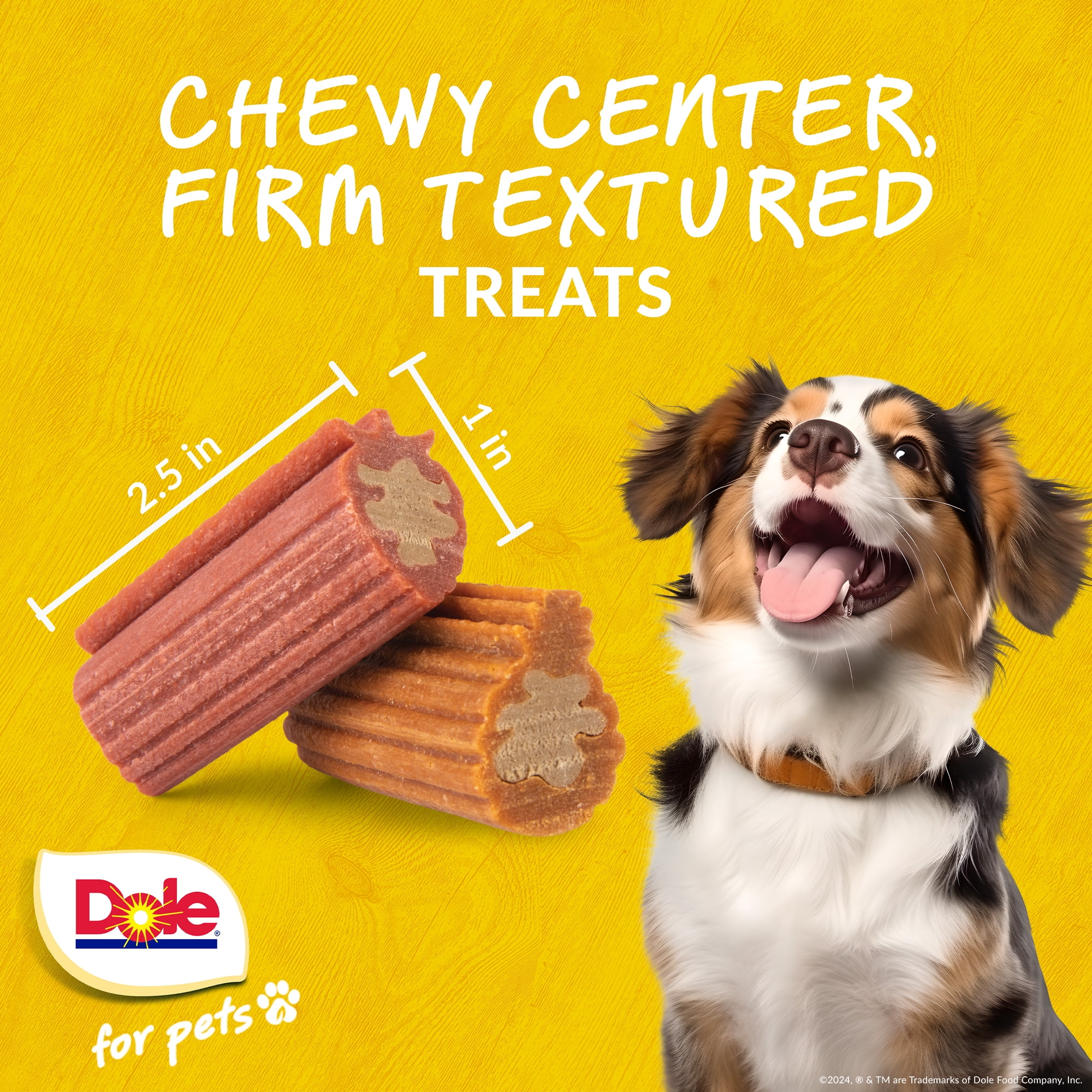 (2 pack) Dole Dog Chew Treats, Strawberry & Pineapple Flavors, No Wheat, Corn or Soy, 7oz