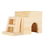 LIZEALUCKY Small Hamster Wood House Two Layers Hut Fun Slide House Guinea Pig Chew Toys Hamsters Hide Out Climbing Ladder for Small Animals Rat Mouse