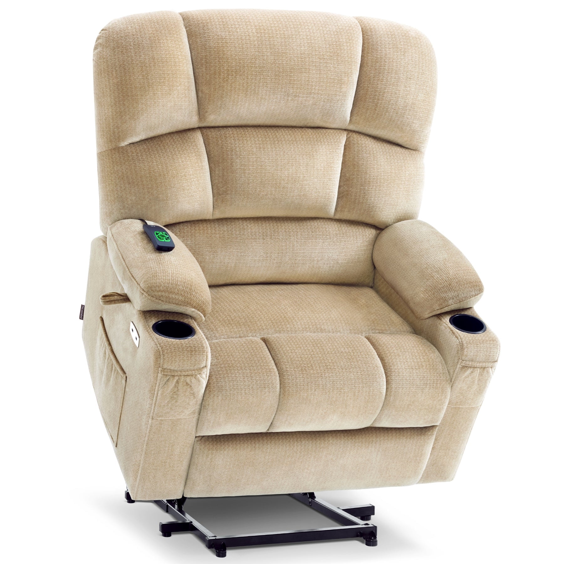 MCombo Oversized Dual Motor Power Lift Recliner with 27.2'' Extra Wide Seat for Big Tall Elderly, Fabric R7688 (Beige, Large-Wide)