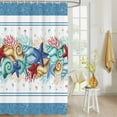 thumbnail image 4 of Fabric Shower Curtain, Ocean Starfish Seashell Coral Blue Striped Shower Curtains with 12 Hooks Waterproof Machine Washable Bath Curtains for Bathroom,36 x 78in, 4 of 6