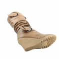 thumbnail image 2 of Pure-65 Women's Fashion Round Toe Slouch Large Buckle Wedge Mid Calf Boot Shoes ( Conac, 10 ), 2 of 3