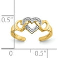 thumbnail image 4 of 10K Yellow W/Rhodium Rhodium Diamond Heart Toe Ring (Width 1) - Jbsp, 4 of 5