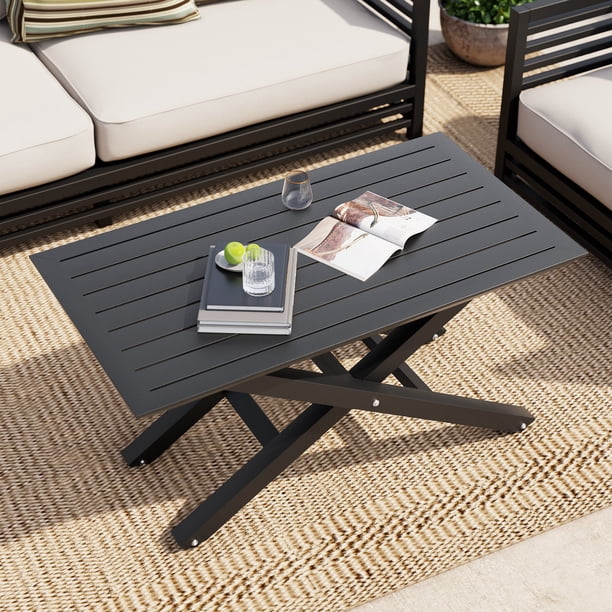 Crestlive Products Adjustable Height Outdoor Aluminum Coffee Table With ...