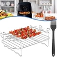 thumbnail image 1 of Friteuse à Air Chaud Accessoires-Air Crémaillère Ensemble de 2 en Acier Inoxydable Multi-Usage Double Couche Rack avec Brochette Rack Polyvalent Compatible avec les Friteuses à Air pour 3.7-4.2 Pintes-avec 4 Brochettes, 1 of 10