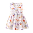 thumbnail image 2 of Huowey Girls Toddler Baby Summer Casual Dresses Cute Floral Print Round Neck Sleeveless Backless A-Line Big Bow Ruffles Dance Party Dresses Holiday Beach Breathable Soft Cozy Clothes,White,5-6 Years, 2 of 2