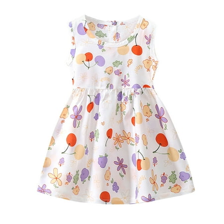 

Wozhidaoke baby girl clothes Floral Princess Dress Toddler Beach Flower Sleeveless Dress Skirt kids valentines day gifts