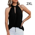 thumbnail image 3 of Blusa Sin mangas Minnieouse para mujer con Cuello de corbata Blanco S, 3 of 5