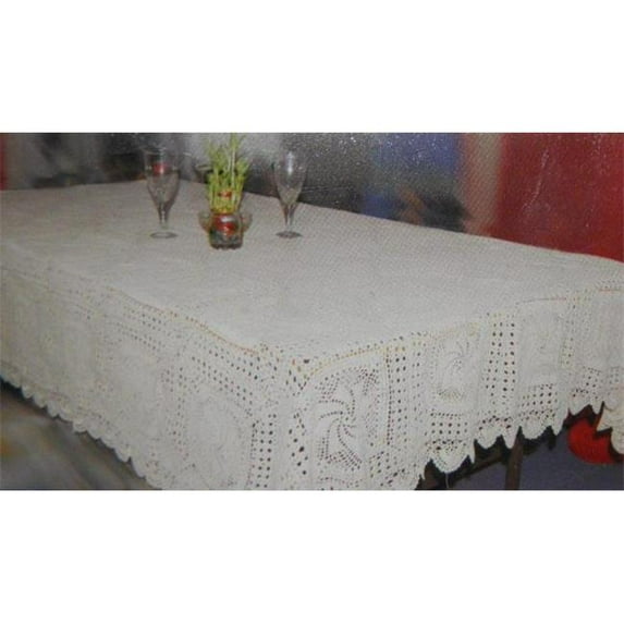 Tapestry Trading GL-29W6090 60 x 90 in. Handmade Indian Crochet Table Cloth, White