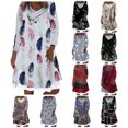 thumbnail image 5 of Robe Écharpe en Solde pour Femmes, Bouton Fausse Robe Deux Pièces Imprimé Fleuri Manches Longues Robe Fête Vacances Robe Décontractée Noire TG, 5 of 5