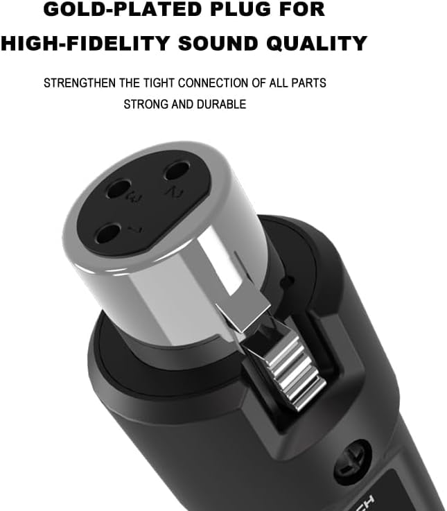 Wireless Microphone Transmitter Receiver 2.4Ghz, XLR Microphone Wireless System, Rechargeable Wireless Mic Adapter for Audio Mixer, Dynamic Mic, Electric Guitar Bass(1 receive + 1 transmit)