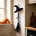 thumbnail image 5 of Gothic Witch Broomstick & Black Hat Metal Wall Decor - 2D Indoor Iron Witch Accessory, 3 Size Options, for Witches & Fantasy Lovers, 5 of 5