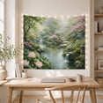 thumbnail image 5 of Lotus Pond Beside a Waterfall and Stone Lantern, Peaceful Illustration for Nature Lovers, Japanese Garden Decor, New Home Gift, Tapestry Wall Hanging for Bedroom and Studio, 5 of 7