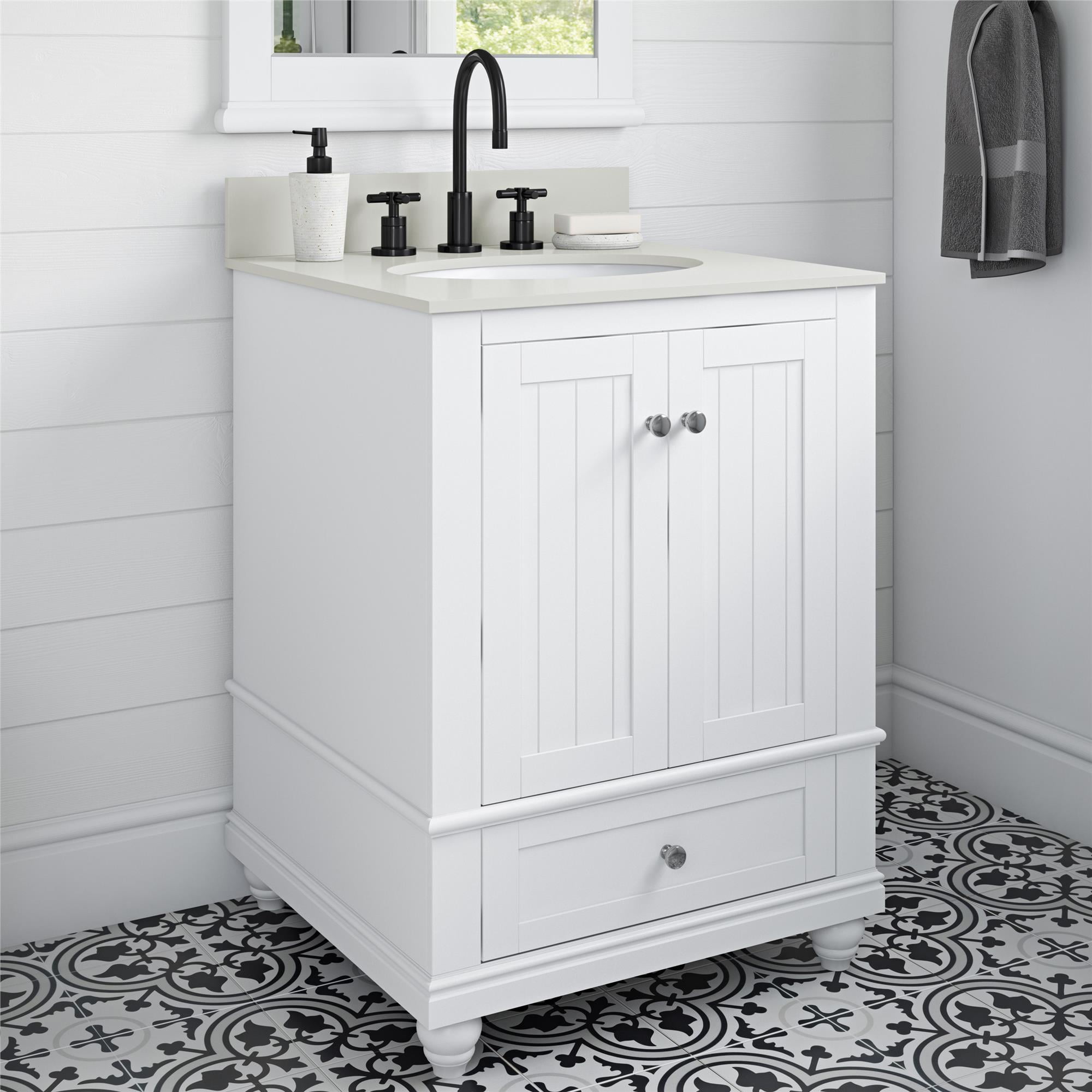 DHP Monteray Beach 24 Inch Bathroom Vanity with Sink, White - Walmart.com
