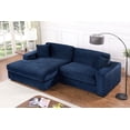 thumbnail image 2 of Liam 2-Piece Fabric Upholstered Corduroy Deep Seat Sofa Sleeper Chaise Dark Blue, 2 of 8